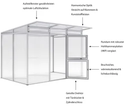 KGT Gewächshaus Santini II, ca. B297/H215/T254 cm Silber Discount