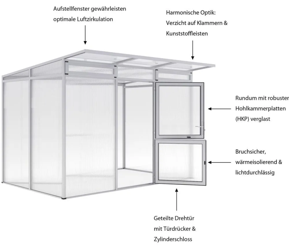 KGT Gewächshaus Santini II, ca. B297/H215/T254 cm Silber Discount
