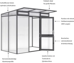 KGT Gewächshäuser - Gewächshaus Santini Small, ca. B233/H215/T150 cm Silber