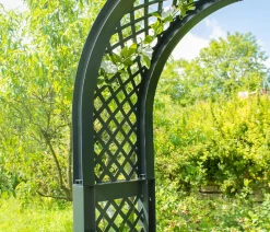 KHW Kunststoff-Gartenbank mit Rosenbogen Brüssel, ca. B174/H207/T49 cm Dunkelgrau Outlet