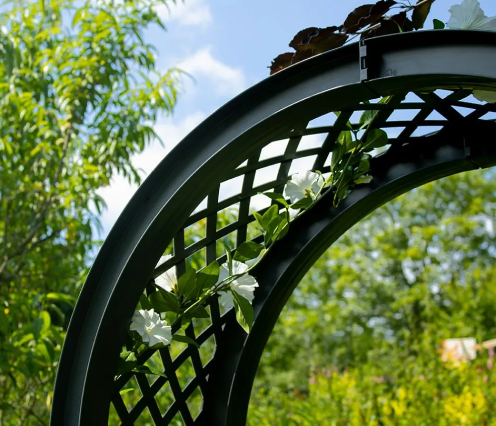 KHW Kunststoff-Gartenbank mit Rosenbogen Amsterdam, ca. B174/H207/T49 cm Dunkelgrau