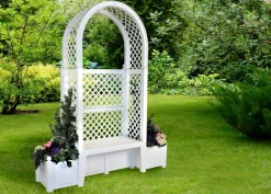 KHW Kunststoff-Gartenbank mit Rosenbogen Amsterdam, ca. B174/H207/T49 cm Dunkelgrau