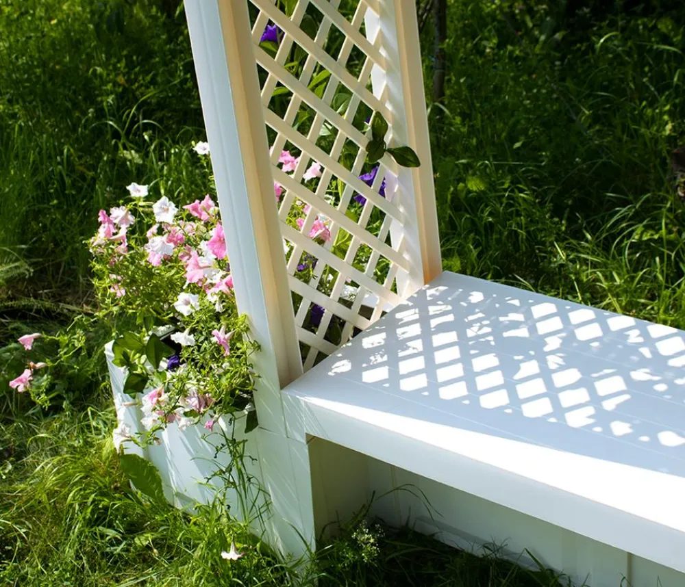 KHW Gartenbänke Kunststoff|Rosenbögen - Kunststoff-Gartenbank mit Rosenbogen Brüssel, ca. B174/H207/T49 cm Weiß