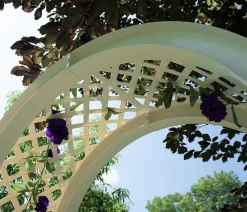 KHW Gartenbänke Kunststoff|Rosenbögen - Kunststoff-Gartenbank mit Rosenbogen Amsterdam, ca. B174/H207/T49 cm Weiß