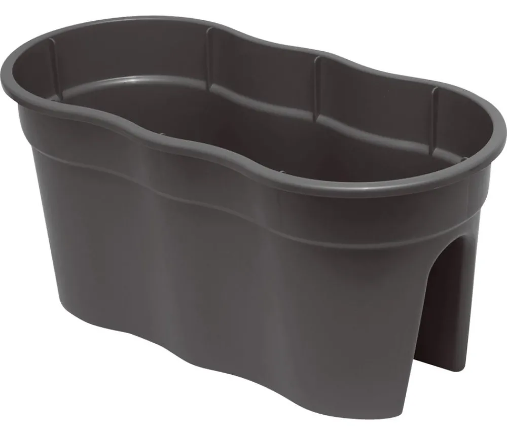 KHW Pflanzkübel & Blumenkästen - Kunststoff-Geländertopf Flowerclip, ca. B57,5/H27/T27,7 cm, 2er-Set Dunkelgrau