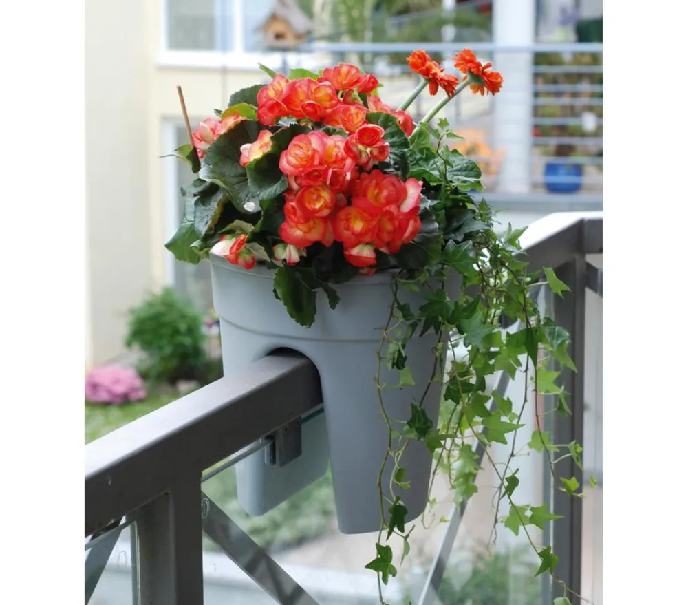 KHW Pflanzkübel & Blumenkästen > Kunststoff-Geländertopf Flowerclip, rund, ca. Ø27/H27 cm, 3er-Set