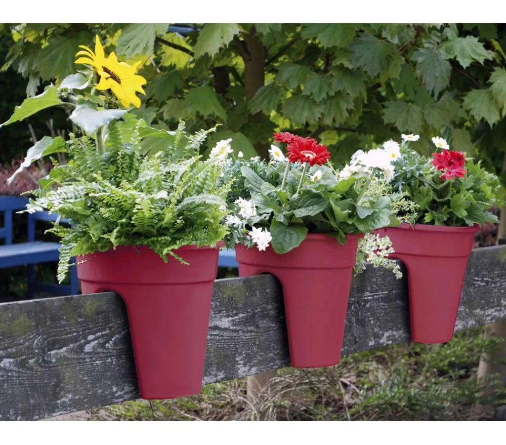 KHW Pflanzkübel & Blumenkästen > Kunststoff-Geländertopf Flowerclip, rund, ca. Ø27/H27 cm, 3er-Set