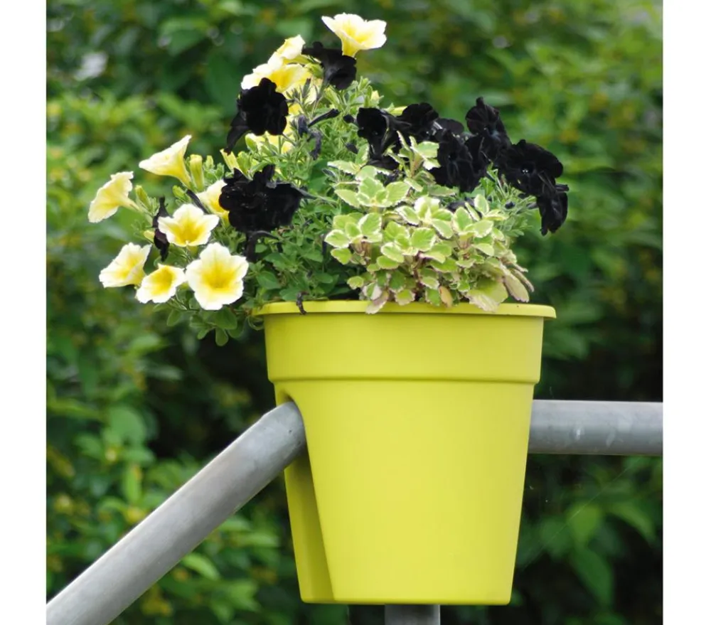 KHW Kunststoff-Geländertopf Flowerclip, rund, ca. Ø27/H27 cm, 3er-Set Hellgrün Discount