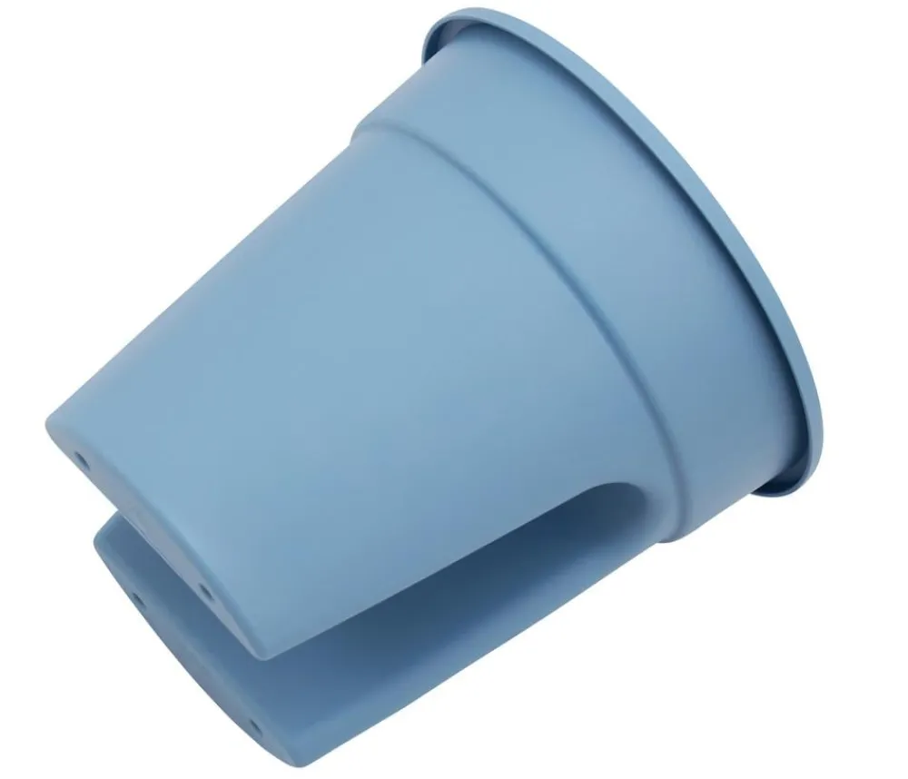 KHW Kunststoff-Geländertopf Flowerclip, rund, ca. Ø27/H27 cm, 3er-Set Blau