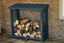 KHW Kaminholzregale - Kunststoff-Kaminholzregal, 114 x 47 x 102 cm Dunkelgrau