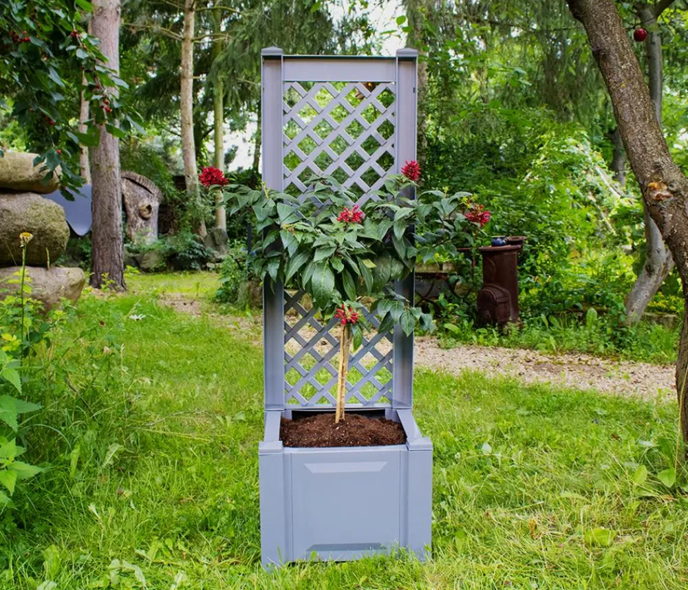 KHW Pflanzkübel & Blumenkästen > Kunststoff-Pflanzkasten mit Spalier, 43 x 43 x 140 cm