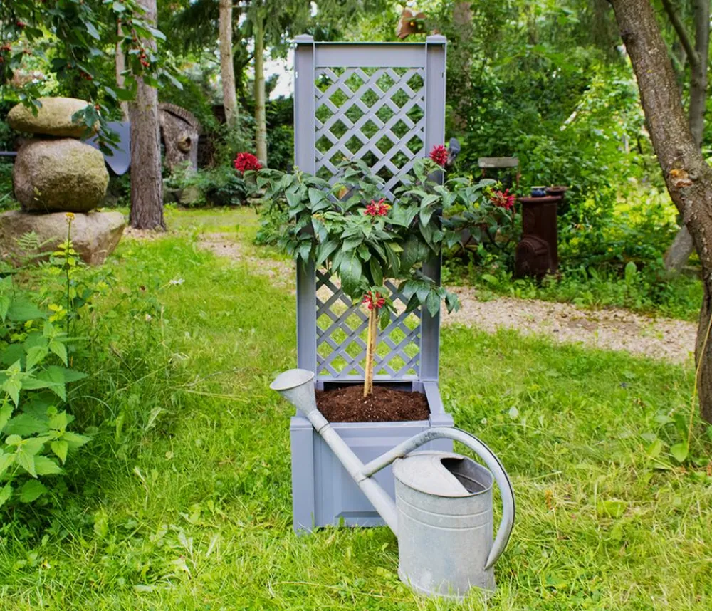 KHW Pflanzkübel & Blumenkästen > Kunststoff-Pflanzkasten mit Spalier, 43 x 43 x 140 cm
