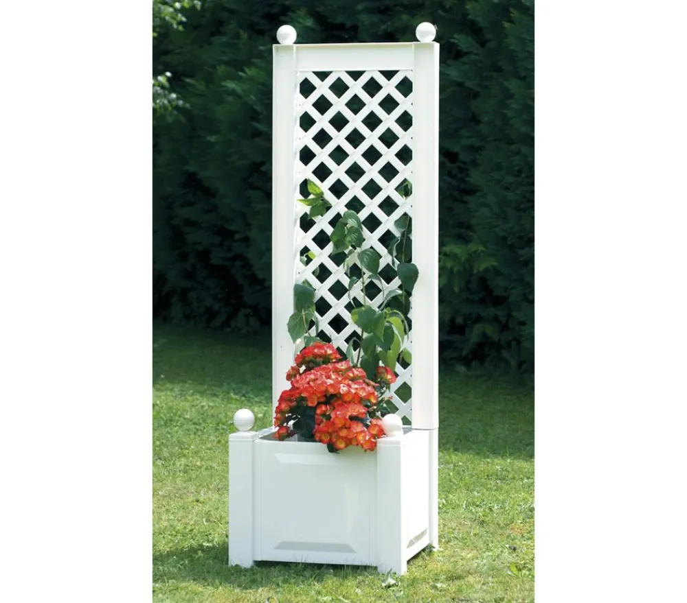 KHW Pflanzkübel & Blumenkästen > Kunststoff-Pflanzkasten mit Spalier, 43 x 43 x 140 cm