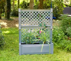 KHW Kunststoff-Pflanzkasten mit Spalier, 100 x 43 x 140 cm Grau