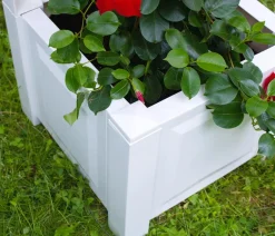 KHW Pflanzkübel & Blumenkästen - Kunststoff-Pflanzkasten mit Spalier, 43 x 43 x 140 cm Weiß