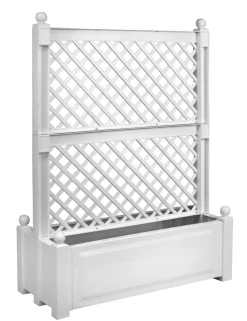 KHW Pflanzkübel & Blumenkästen - Kunststoff-Pflanzkasten mit Spalier, 100 x 43 x 140 cm Dunkelgrau