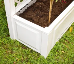 KHW Pflanzkübel & Blumenkästen - Kunststoff-Pflanz mit Spalier, ca. B100/H140/T43 cm Weiß
