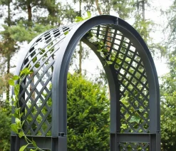 KHW Rosenbögen - Kunststoff-Rosenbogen mit Erdspießen, ca. B100/H207/T43 cm Schwarz