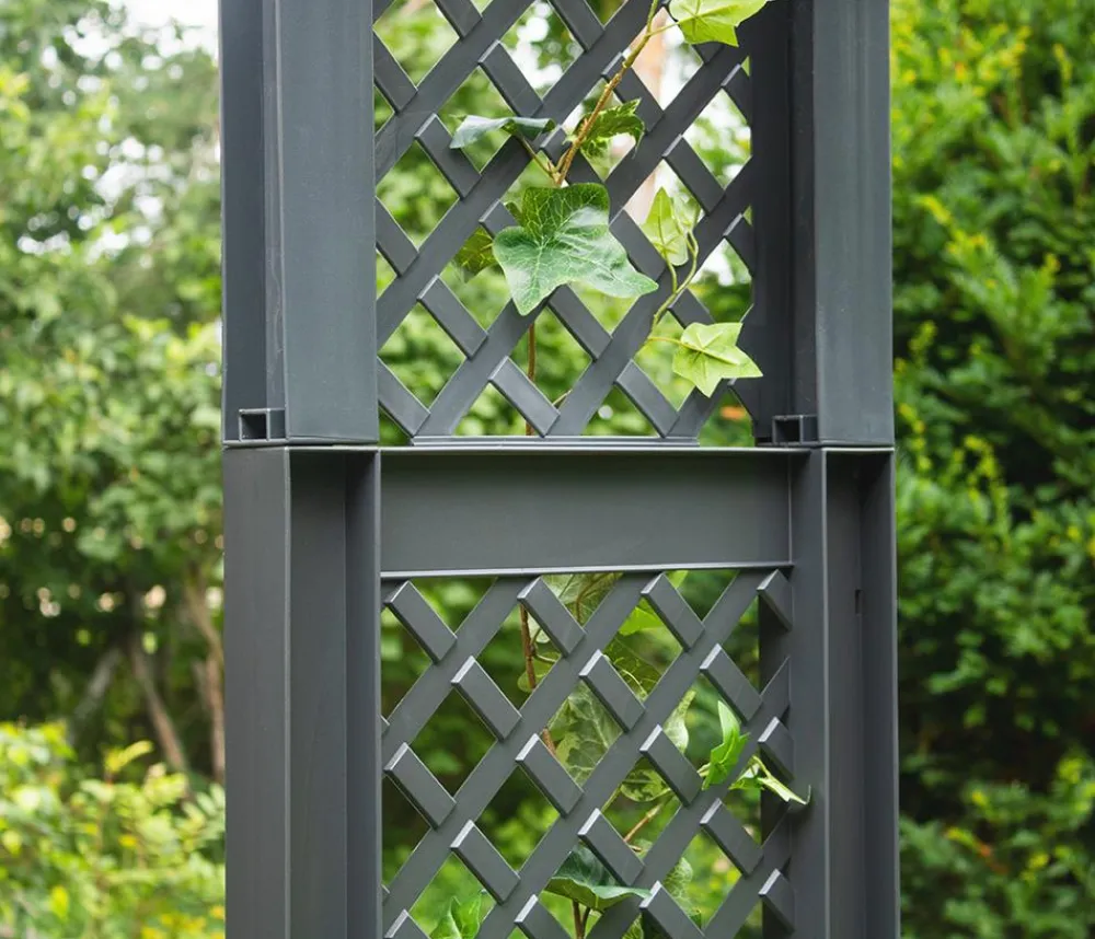 KHW Rosenbögen - Kunststoff-Rosenbogen mit Erdspießen, ca. B100/H207/T43 cm Schwarz