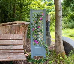 KHW Rankgitter & Obelisken - Kunststoff-Spalier mit Erdspießen, ca. B43/H140/T6 cm Grau