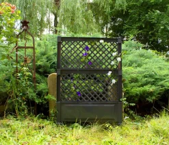 KHW Rankgitter & Obelisken - Kunststoff-Spalier mit Erdspießen, ca. B100/H140/T6 cm Dunkelgrau