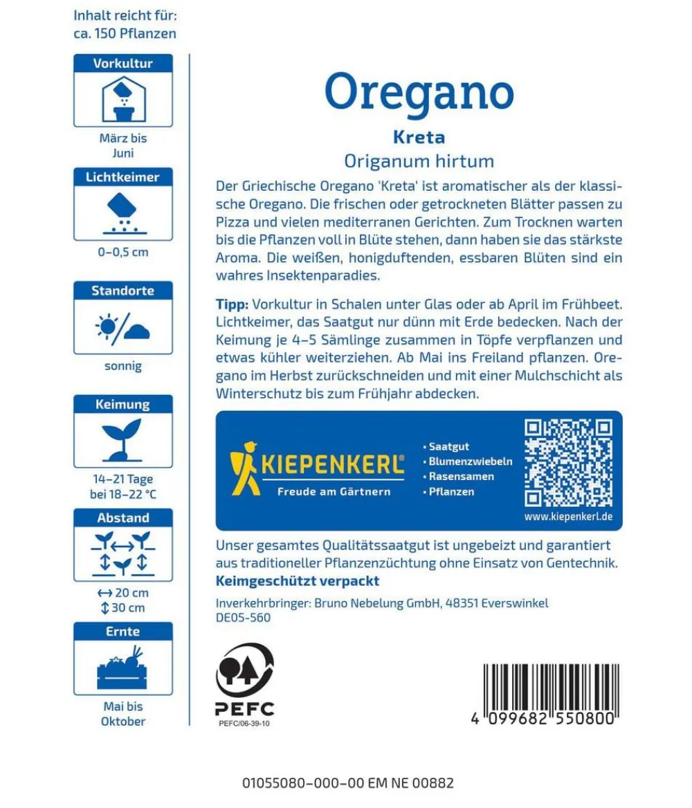 Nebelung/Kiepenkerl Kräutersamen - Kiepenkerl Saatgut Oregano 'Kreta'