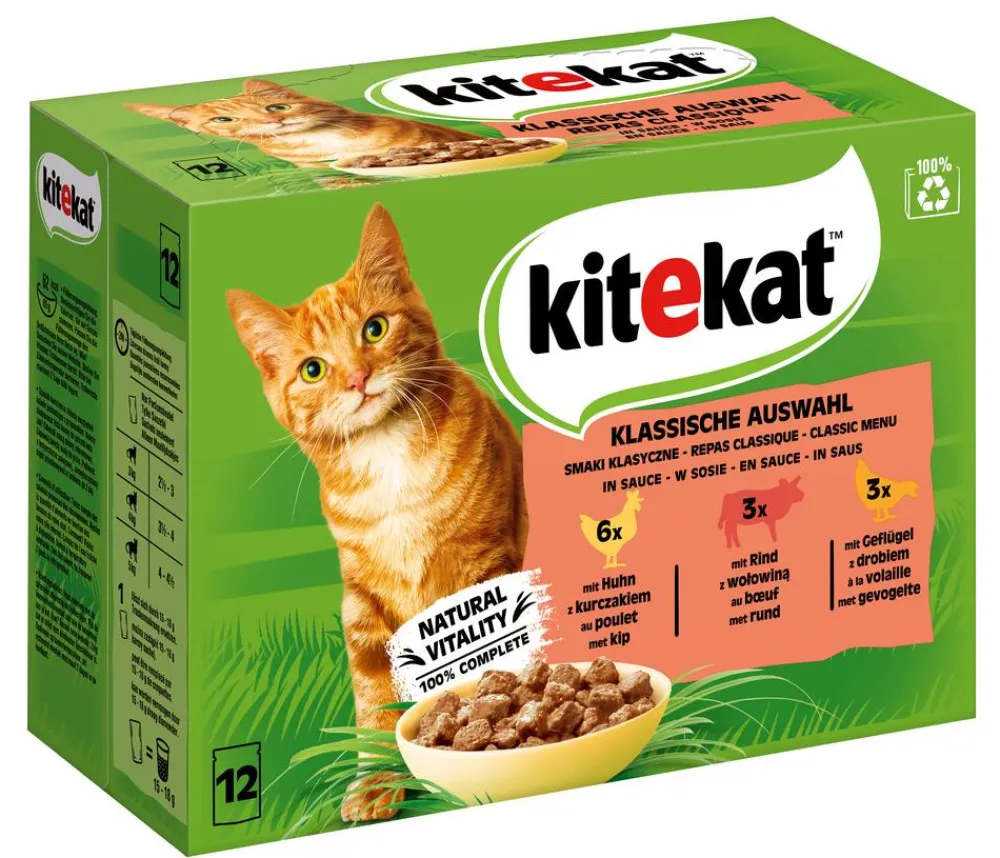 Kitekat® Nassfutter für Katzen Multipack Klassische Auswahl in Sauce, Adult, 12 x 85 g Online