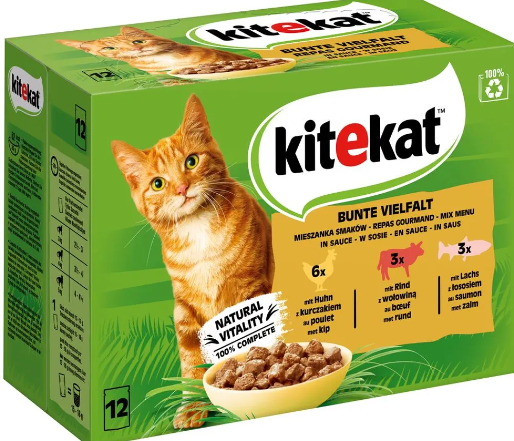 Kitekat® Nassfutter für Katzen Multipack Bunte Vielfalt in Sauce, Adult, 12 x 85 g Clearance