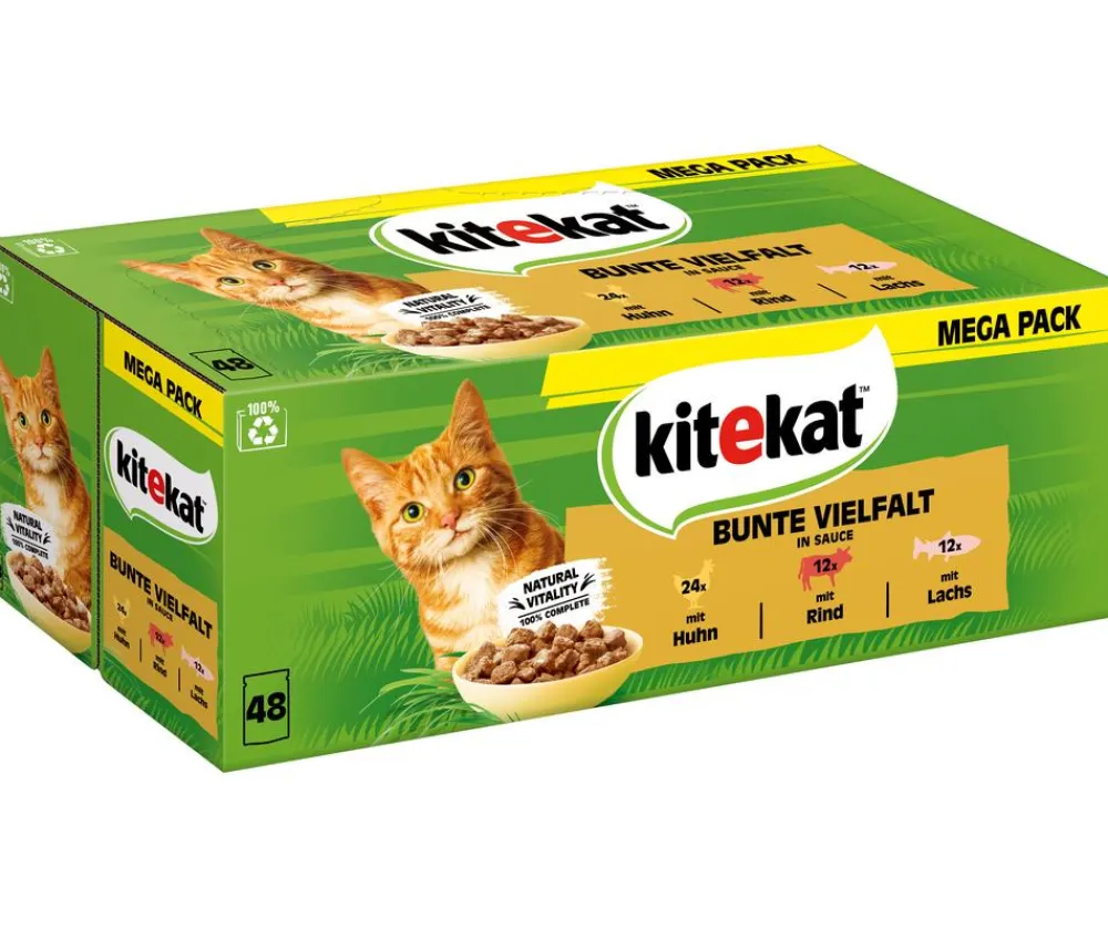 Kitekat® Nassfutter Katze > Nassfutter für Katzen Multipack Bunte Vielfalt in Sauce, Adult, 48 x 85 g