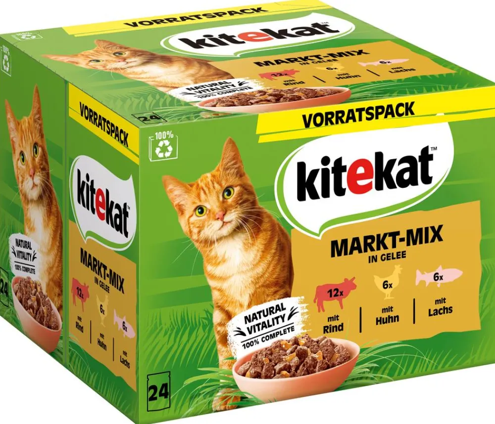 Kitekat® Nassfutter für Katzen Multipack Markt-Mix in Gelee, Adult, 24 x 85 g Best