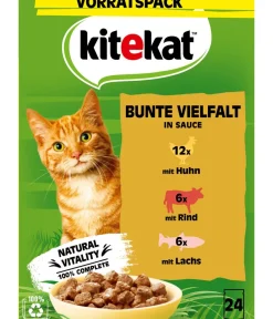 Kitekat® Nassfutter Katze - Nassfutter für Katzen Multipack Bunte Vielfalt in Sauce, Adult, 24 x 85 g