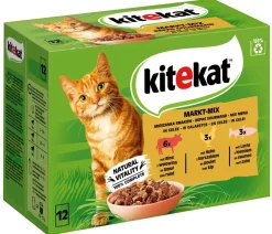 Kitekat® Nassfutter Katze - Nassfutter für Katzen Multipack Markt-Mix in Gelee, Adult, 12 x 85 g