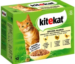 Kitekat® Nassfutter Katze - Nassfutter für Katzen Multipack Geflügel-Allerlei in Gelee, Adult, 12 x 85 g