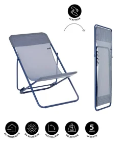 Lafuma Klappstuhl Maxi Transat, ca. B62/H77-91/T83-95 cm Blau Sale