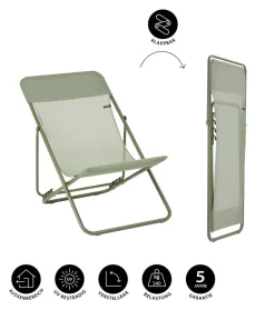 Lafuma Klappstühle - Klappstuhl Maxi Transat, ca. B62/H77-91/T83-95 cm Moosgrün