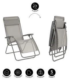 Lafuma Relaxliegen - Relaxliege R Clip, ca. B67/H114/T88 cm Grau