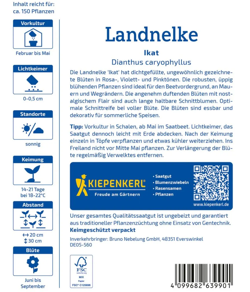 Nebelung/Kiepenkerl Blumensamen - Landnelke Ikat, Saatgut von Kiepenkerl