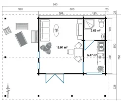 Lasita Maja Ferienhaus Blue Nile, ca. B940/H333,2/T756 cm Natur Outlet