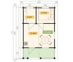 Lasita Maja Ferienhaus Elba, ca. B487,2/H265,2/T710 cm Natur Outlet