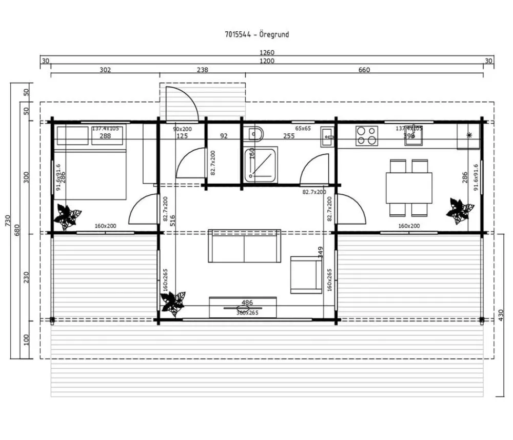Lasita Maja Gartenhäuser & Gerätehäuser > Ferienhaus Öregrund, ca. B1260/H312,8/T730 cm