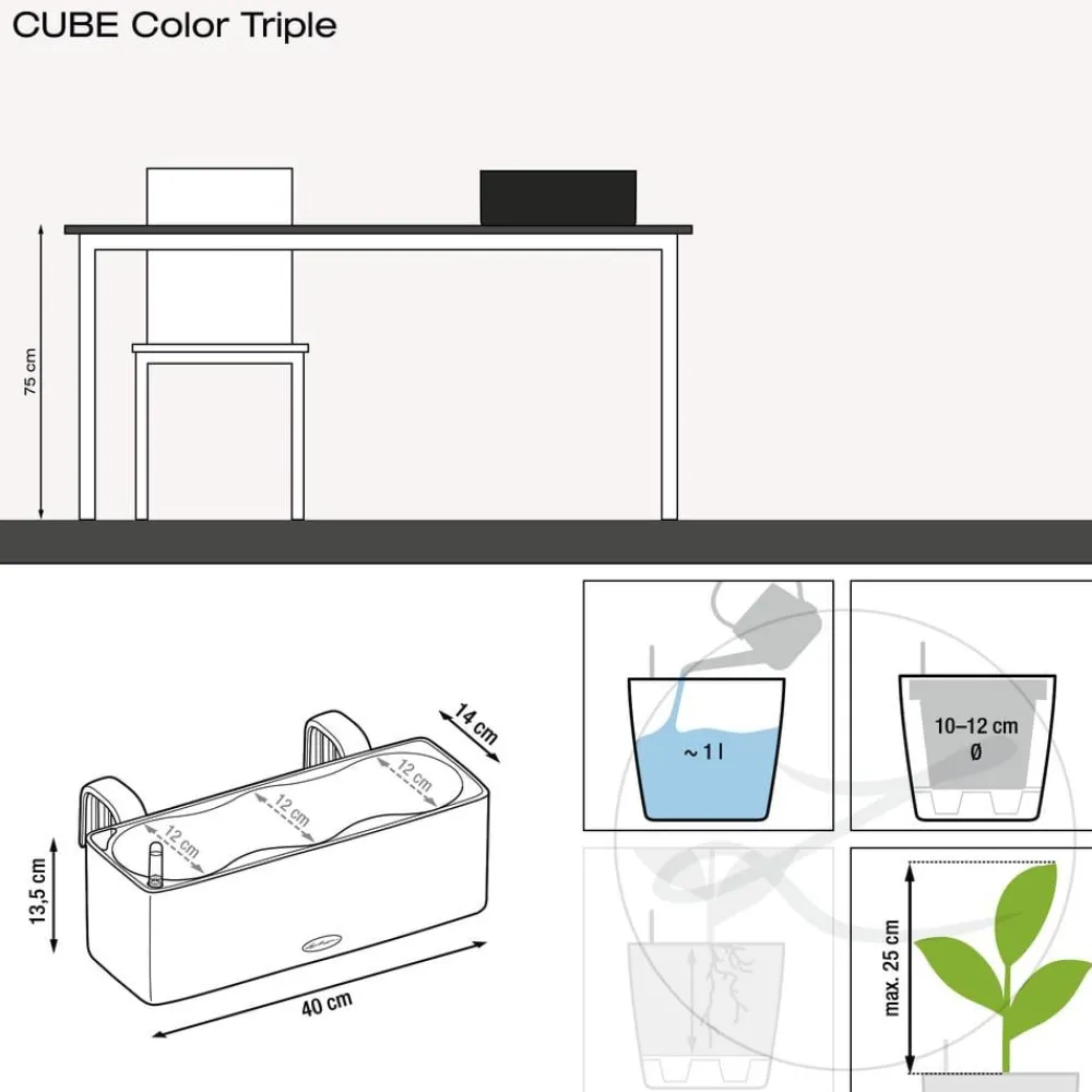 LECHUZA® Lechuza Pflanzgefäße & Töpfe - BALCONISSIMA Color, All-in-One-Set, ca. B40/H14/T14 cm Hellbraun