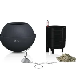 LECHUZA® Lechuza Pflanzgefäße & Töpfe|Blumenampeln & -Schalen - BOLA Color, All-in-One Set Dunkelgrau