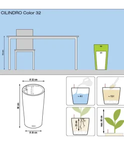 LECHUZA® CILINDRO Color, All-in-One Set Dunkelgrau Clearance