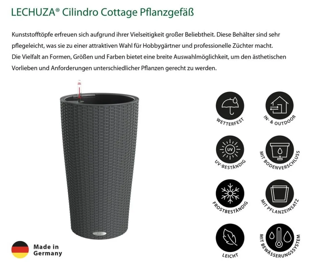 LECHUZA® Lechuza Pflanzgefäße & Töpfe|Blumentöpfe & Übertöpfe > Cilindro Cottage Pflanzgefäß, rund