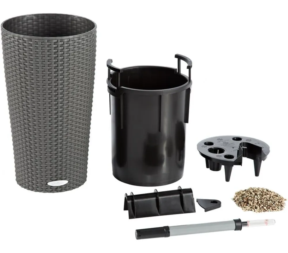 LECHUZA® Lechuza Pflanzgefäße & Töpfe|Blumentöpfe & Übertöpfe - Cilindro Cottage Pflanzgefäß, rund Dunkelgrau
