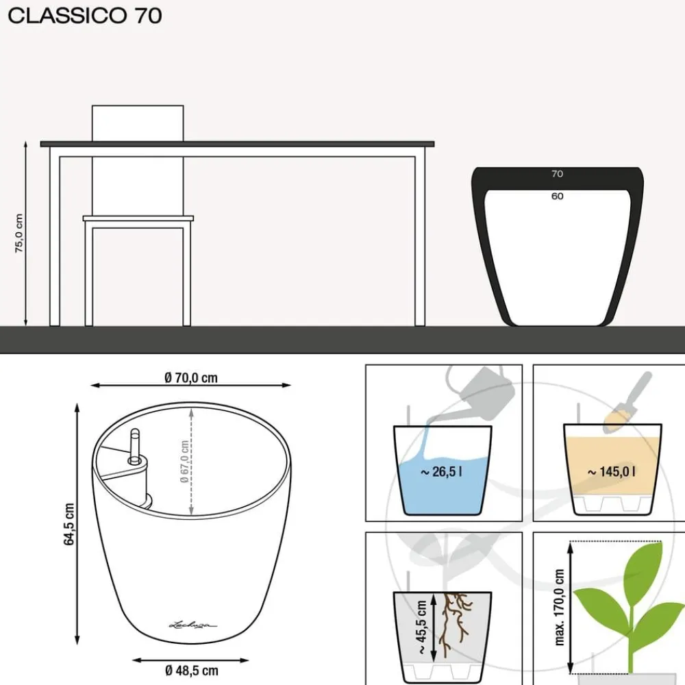 LECHUZA® Lechuza Pflanzgefäße & Töpfe|Lechuza Tischgefäße > CLASSICO, All-in-One-Set