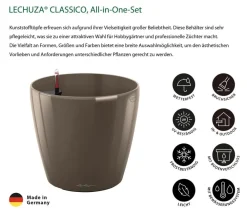 LECHUZA® Lechuza Pflanzgefäße & Töpfe|Lechuza Tischgefäße - CLASSICO, All-in-One-Set Taupe