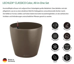 LECHUZA® Lechuza Pflanzgefäße & Töpfe|Blumentöpfe & Übertöpfe - CLASSICO Color, All-in-One-Set Braun