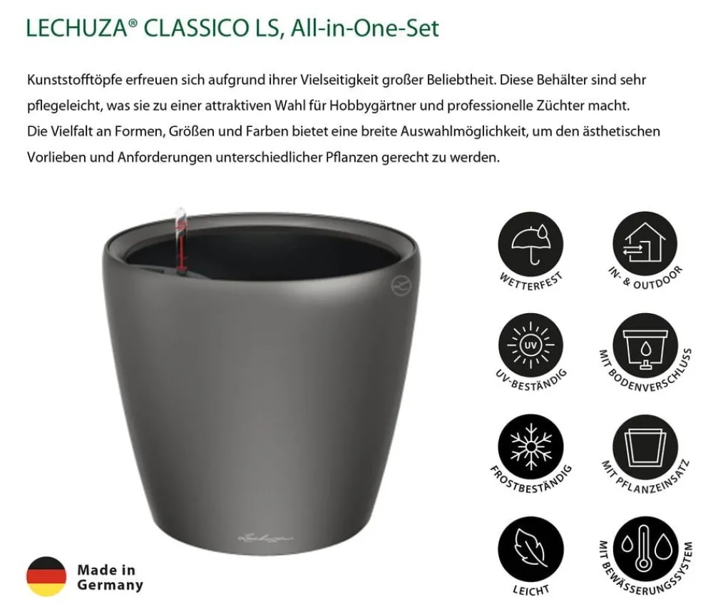 LECHUZA® Lechuza Pflanzgefäße & Töpfe|Lechuza Tischgefäße > CLASSICO LS, All-in-One-Set