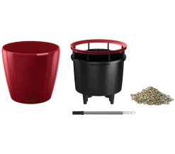 LECHUZA® CLASSICO LS, All-in-One-Set Dunkelrot Best